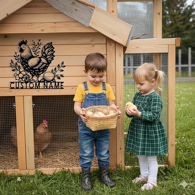 Custom Chicken Coop Metal Sign, Personalized Chicken Coop Sign for Outside, Custom Metal Hen House Farm Signs, Chickens Hen House Farmhouse Wall Art Decor