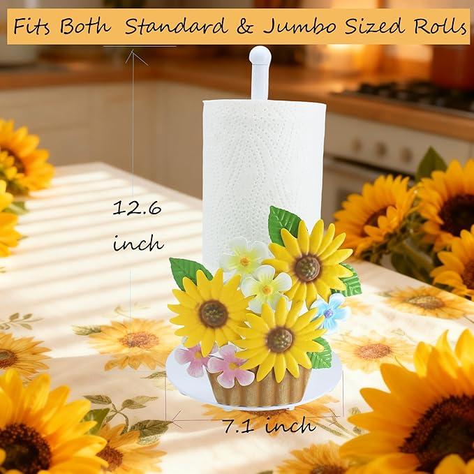 Sunflower Kitchen Decor Sunflower Gifts for Women Sunflower Paper Towel Holder Countertop Yellow Farmhouse Paper Towel Stand Cute Kitchen Decor Home Stuff Housewarming Gifts
