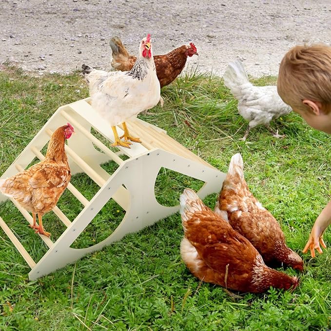 Vehomy Chicken Roosting Bar Solid Wood Roosting Ladder Poultry Perch Stand Jungle Gym for Backyards Chicken Coops Farms Chicken Toy for Chicks Hens Roosters Large Birds Parrots Macaws L