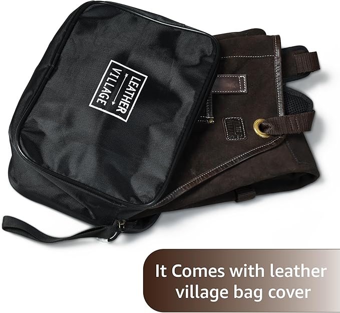 LEATHER VILLAGE Work Apron - Heavy Duty Woodworking Apron for Men with Tool Pockets for Woodworkers, Blacksmiths, Carpenters – Brown Color (Size M to XXL)