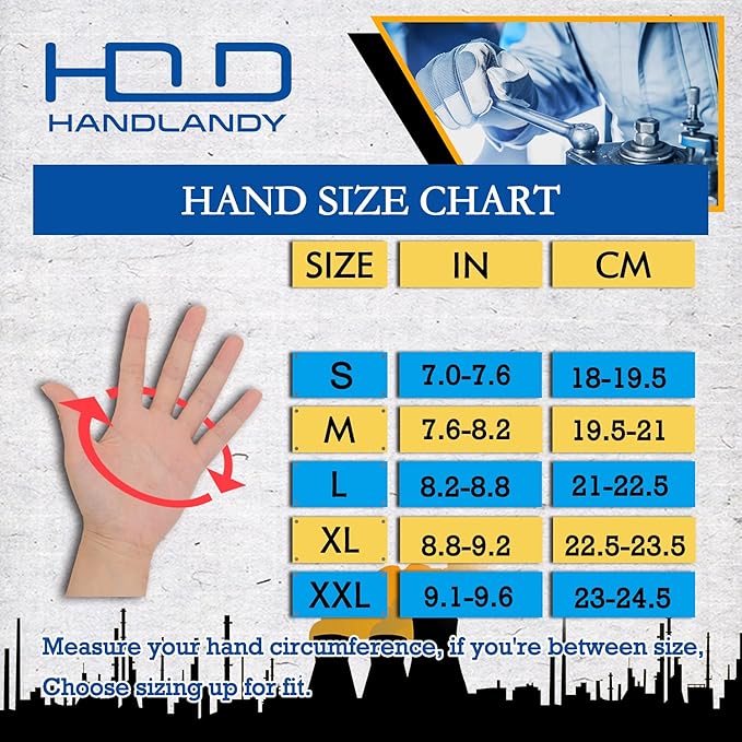 HANDLANDY Leather Work Gloves Mens & Women, Utility Safety Mechanic Working Gloves Touch Screen, Flexible Breathable Yard Work Gloves (Large, Brown-Cowhide Palm)