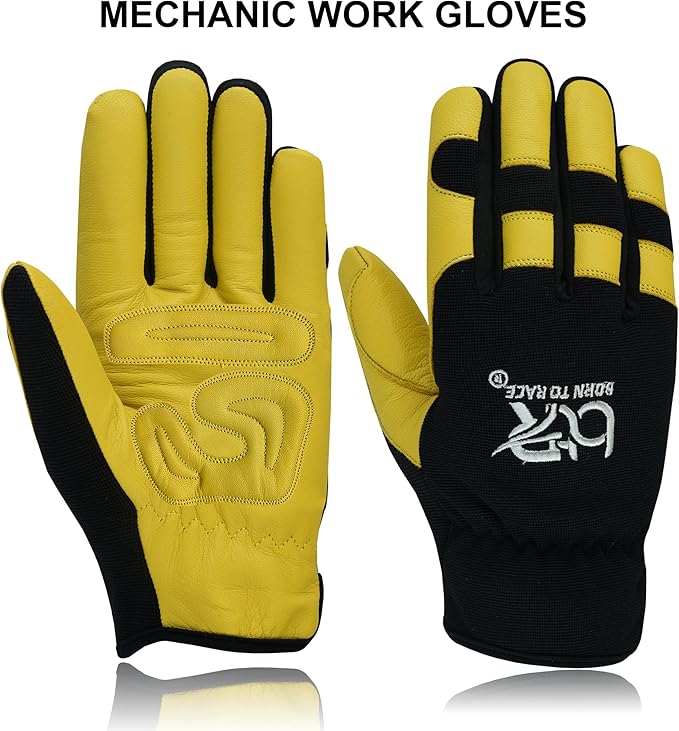 Safety Work Gloves Heavy Duty Genuine Goat Leather Hand Protection Mechanic, Welding, Construction Gloves
