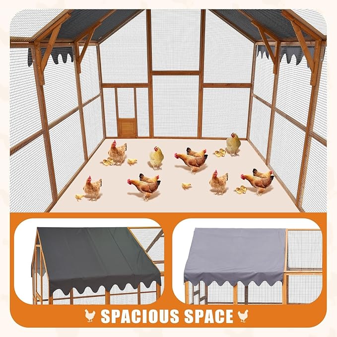 Endark 110" Large Walk-in Chicken Coop: A Spacious Outdoor Yard & Playpen with Waterproof Roof. Features Durable Wood Construction for Superior Rain Protection (Brown) (Brown)