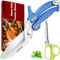 Heavy Duty Poultry Shears Kitchen for Chicken Meat,Multipurpose Kitchen Shears for Food,Herb Scissors with 5 Blades and Cleaning Comb, Cool Kitchen Gadgets Tools 2024 Green,2pcs set,blue