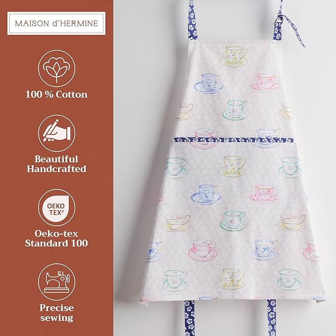 Maison d' Hermine 100% Cotton Apron for women with Pocket Kitchen Chef Apron for Men Cooking Easter Decorations