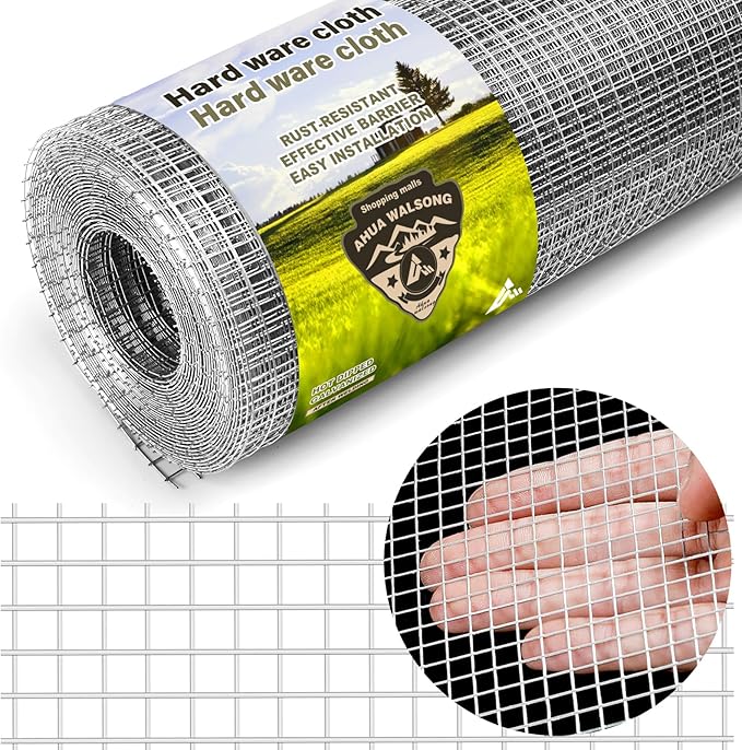Hardware Cloth 1/4 Galvanized Wire Mesh Roll 4" x 20' (23 GA) - Chicken Wire Fence for Pens, Coops, Rabbit/Snake Fences, Poultry Enclosures, Crafting, and Screen Mesh