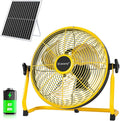 12" Solar Rechargeable Floor Fan for Home Outdoor Camping Gazebo Greenhouse Barn Poultry Pet House Cooling or Air Circulation