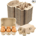 50 Pack Bulk Empty Egg Cartons,6 Count Blank Natural Pulp Half Dozen Egg Cartons, Reusable Cardboard Eggs Carton Storage Containers for Kitchen, Farm, Picnic, Travel