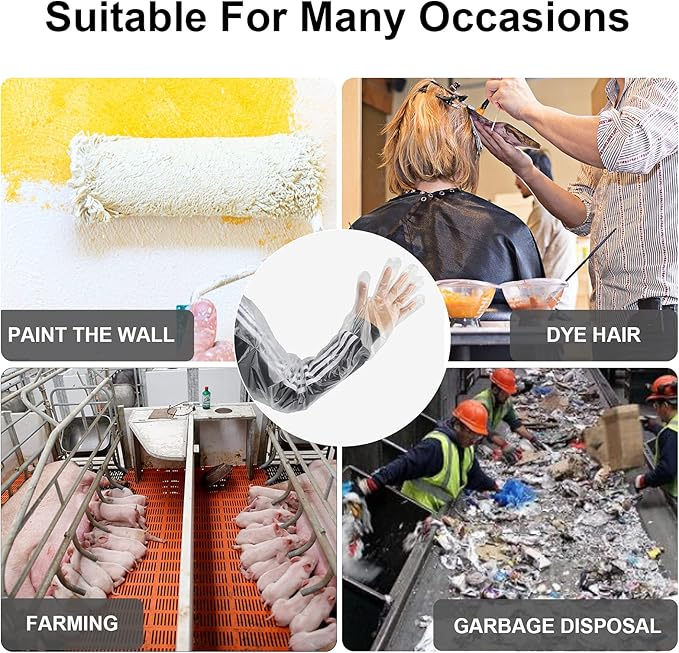 50 Disposable Field Dressing Gloves Veterinary Insemination Rectal Long Gloves, Extra Long Sleeve Full Arm
