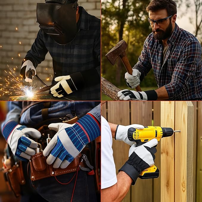 Daniel Smart Men & Women Goatskin Working Glove Lightweight Leather Safety Gloves for construction, gardening outdoor Work