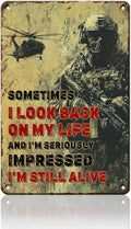 PEACHGARDEN Veteran Soldier Army Retro Metal Tin Sign Sometimes I Look Back On My Life and I'm Seriously Wall Decor Metal Poster Wall Art Poster Anniversary Decor 8x12inch