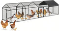 Large Metal Chicken Coop with Run for 20-30 Chickens - Outdoor Walk-in Poultry Cage with Anti-UV Waterproof Cover, Security Lock & Tri-Supporting Wire Mesh - Heavy Duty Hen House (160x40x40 Inch)