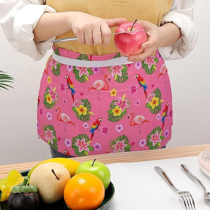 Server Apron with 3 Pockets Waist Waiter Waitress Half Apron Short Aprons