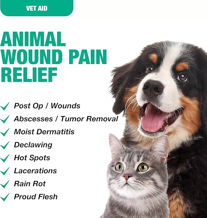 Animal Wound Care Spray - Pet Wound Care for Pet Supplies - Saline Spray for Pet Care - Supports Dermatitis, Hot Spots, Abscesses & More - 4 oz