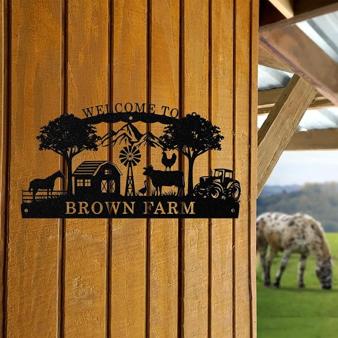 Personalized Farm Sign, Custom Farm Metal Signs Outdoor, Custom Ranch Sign, Customized Family Name Metal Signs for Farms, Ranch, Farmhouse, Welcome Signs Housewarming Rancher Gifts