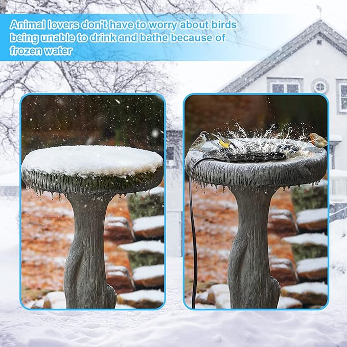 500W De-icer Submergible Bird Bath Heater Aluminum Cast for Livestock Poultry Horses, Cows, Birds, Wildlife Drinking Indoor Outdoors in Winter with 9.8 Foot Cord Birdbath Water Heater