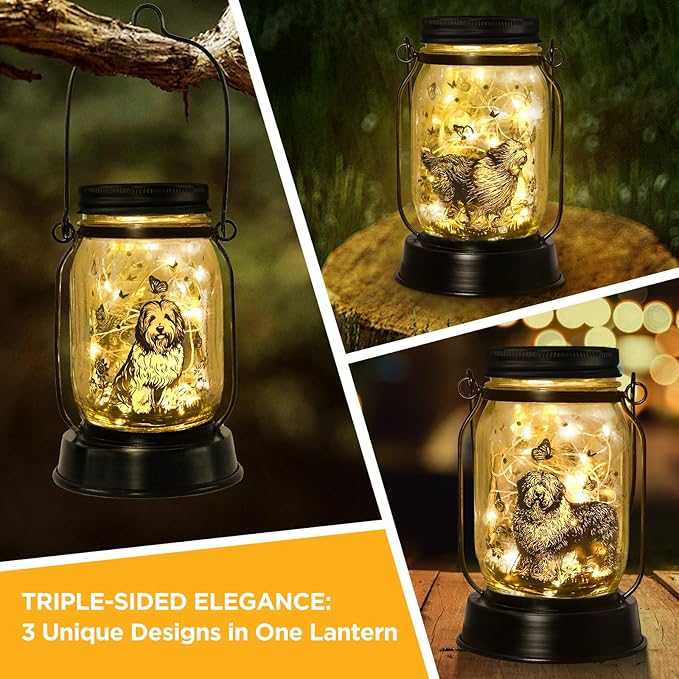 Polish Lowland Sheepdog Gifts for Women/Men, Pet Solar Lanterns Polish Lowland Sheepdog Lover Lantern Pet Loss Dog Memorial Lights Solar Garden Decoration for Yard,Patio,Torches Lights Home Decor