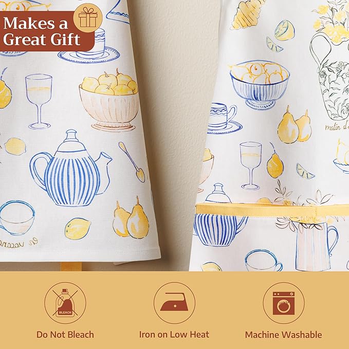 Maison d' Hermine 100% Cotton Apron for women with Pocket Kitchen Chef Apron for Men Cooking Easter Decorations