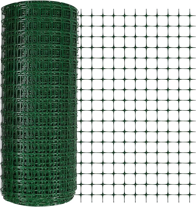 Preboun 4 x 164 ft Plastic Mesh Fence Plastic Safety Fence Roll Reusable Animal Construction Barrier Netting Temporary Pool Fencing Snow Fences for Construction Animal Garden Fencing(Green)