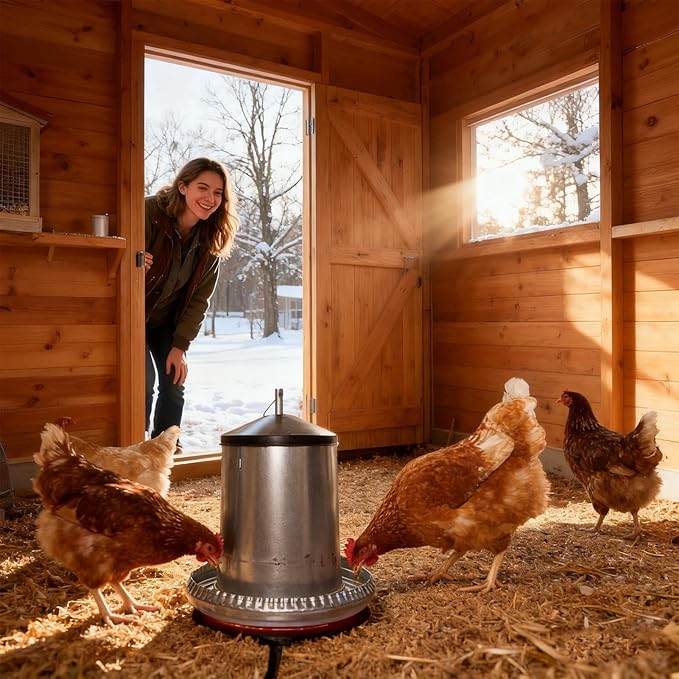 Chicken Water Heater | 5.9 Inch Silicone Freeze Proof Heating Pad | Heated Base for Metal Poultry Founts Waterer | 20W PoultryWater Heater with 60 Inch Cord | for Winter Poultry Farming