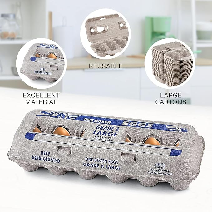 MT Products Printed Empty Egg Cartons Holds 12 Eggs - Cardboard Crate for Eggs (Pack of 250) - Made in USA