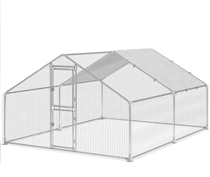 YITAHOME Large Metal Chicken Coop Run Pen for 10-20 Chickens, Walk-in Poultry Cage Hen Run House w Waterproof & Anti-UV Cover, Outdoor Chicken Cage for Outside, Backyard, Farm (13.1 x 9.8 x 6.4 ft)