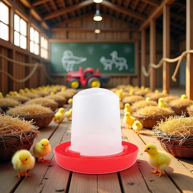 1Pc Baby Chick Feeder and Waterer 0.35Lbs/5.4Oz Chicken Poultry Feeding Equipment Kit Chick Waterer and Feeder No Drown Small No Waste Proof Poultry Feeders Bucket