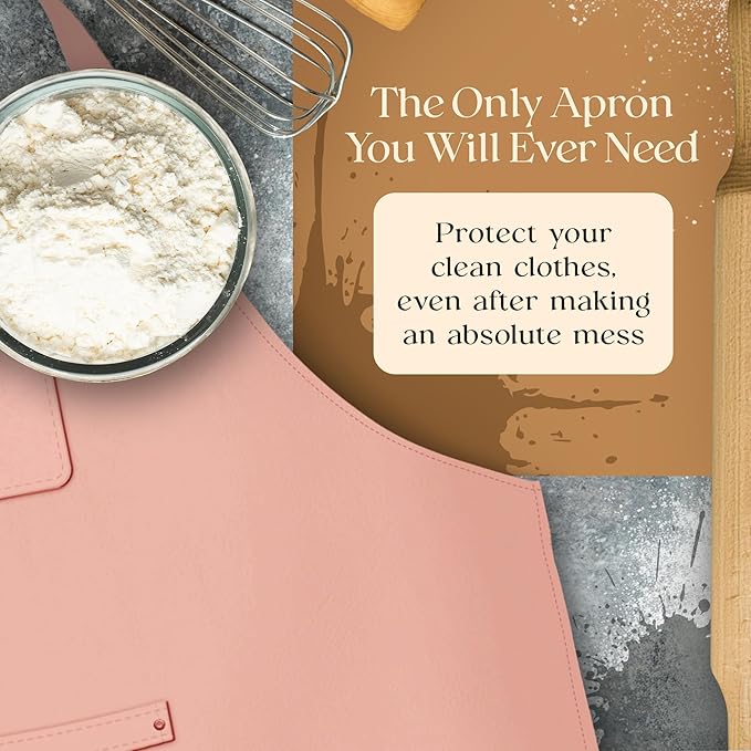Waterproof Apron for Adults – Adjustable Fit with Deep Pockets, Stylish Cooking & Baking Apron for Women & Men