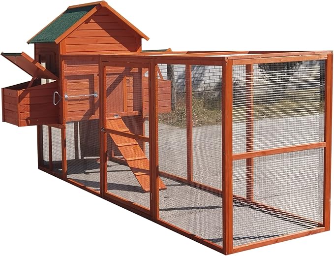 122" Deluxe Large Wood Chicken Coop Backyard Hen House with 4 Nesting Box Outdoor Run