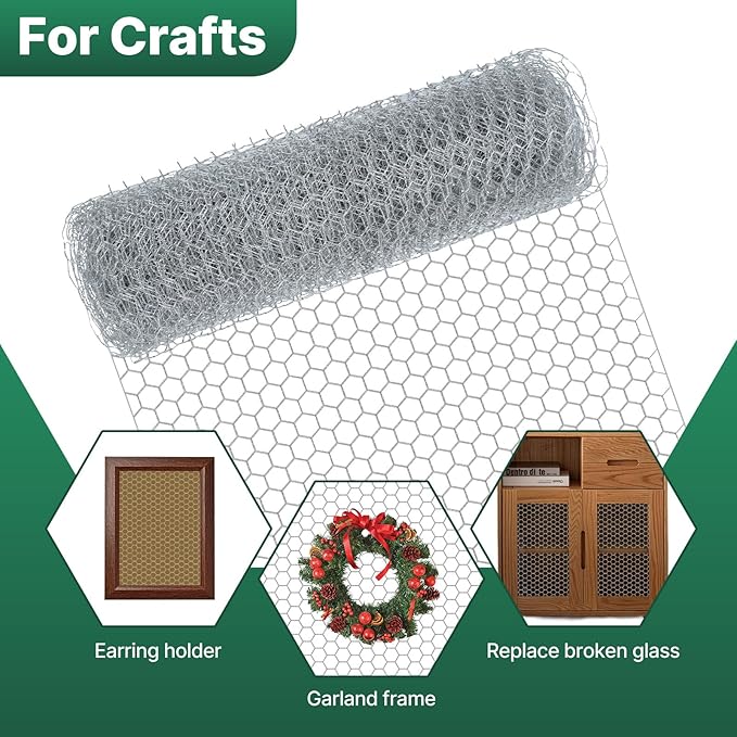 Chicken Wire Fencing Mesh, 15.7 Inch x 32.8 Ft Welded Cage Wire Rolls 0.6 Inch Hexagonal Galvanized Floral Fence Mesh for Animal Enclosure Chicken Coop Flower Beds Poultry Netting and Rabbit Fencing