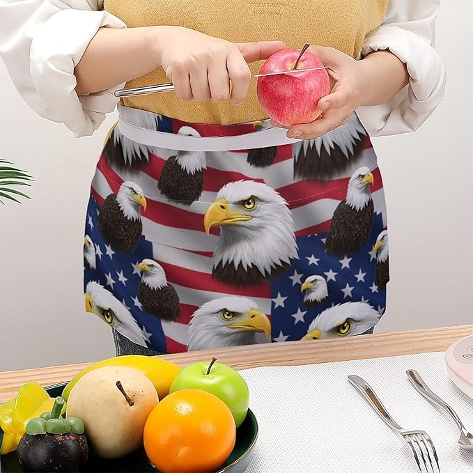 Server Waist Aprons Waitress Unisex Chef Works Half Apron with 3 Pockets