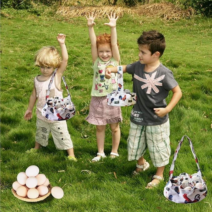 Mini Cushioned Egg Collecting Basket Eggs Gathering Basket with 7 Pouches for Chicken Hense Duck Goose Eggs Housewife Farmhouse Kitchen Home Garden (eggs basket)