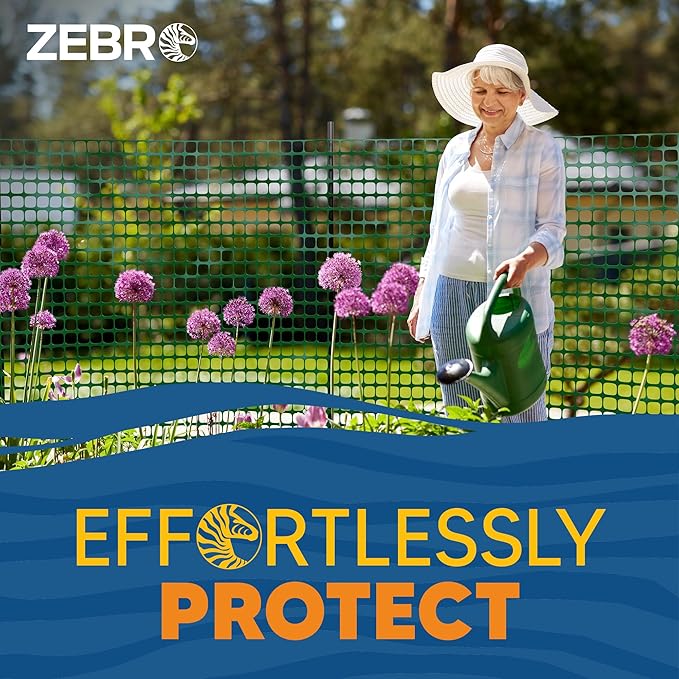 ZEBRO 4' x 50' Green Plastic Garden Fence Roll – Standard Duty Safety Netting for Snow, Poultry, Deer, Dogs – Reusable Outdoor Barrier for Yard, Landscaping, Animal Protection
