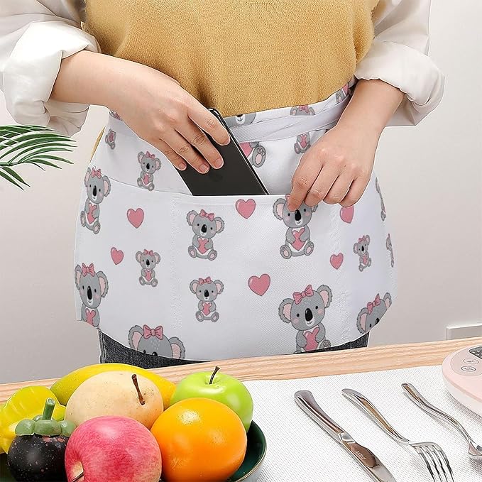 Half Apron with 3 Pockets Chef Cooking Kitchen Restaurant Aprons for Women Men