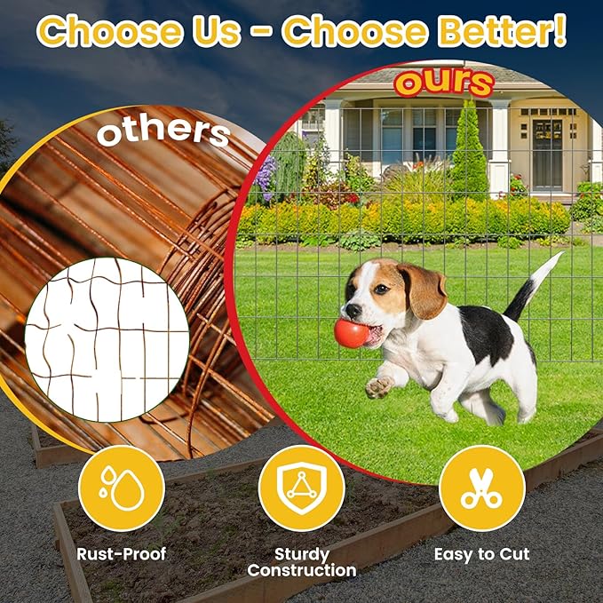Welded Wire Fence Hot Dip Galvanizing Chicken Wire Fencing Roll,2 Inch x 4 Inch 15GA Garden Fence,4 x 50 Foot Metal Poultry Netting Use for Animals Yard Vegetable Plant Protection