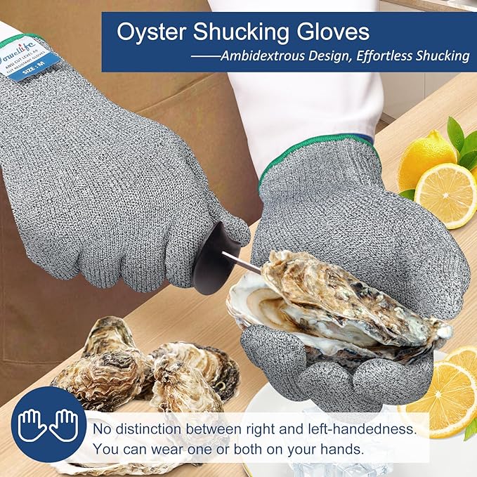 Dowellife Cut Resistant Gloves A9 Maximum Protection - Food Grade Kitchen & Chef Gloves for Food Prep, Knife Cutting, Mandoline Slicing, Butcher, Oyster Shucking, Fish Handling (Medium)