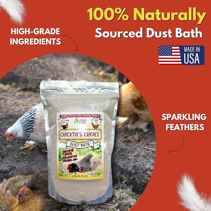 Chicken's Choice Chicken Dust Bath, 6 lb Natural Volcanic Ash Dust Bath for Chickens with Chick Fresh Odor Control and Eliminator 24 oz Spray Bottle. Made in America