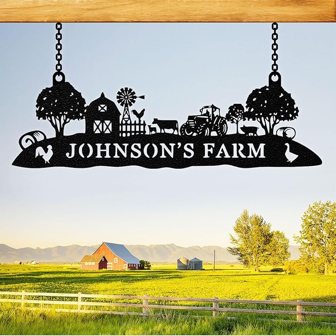 Personalized Farm Sign, Custom Farm Metal Signs Outdoor, Custom Ranch Sign, Customized Family Name Metal Signs for Farms, Ranch, Barn, Farmhouse, Housewarming Rancher Gifts