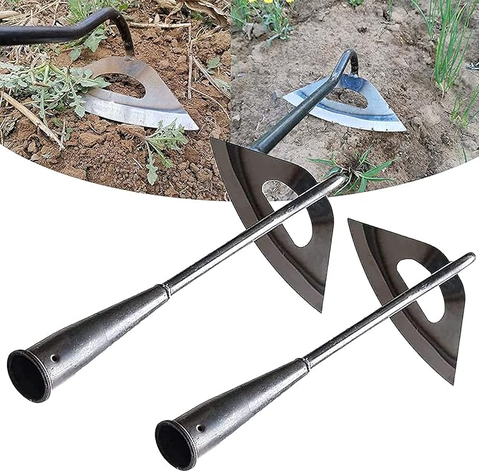 2Pcs All-Steel Hardened Hollow Garden Hoe, Durable Long Handle Weeding Tool for Backyard, Farm Planting, Loosening Soil, Sharp Weed Puller Tool for Gardening
