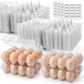 HANSGO 60 PCS 12 Count Plastic Egg Cartons, with 60PCS Date Labels, Bulk Clear Reusable Egg Containers for Fresh Medium Eggs Storage, Suitable for Farms, Families, Markets Display