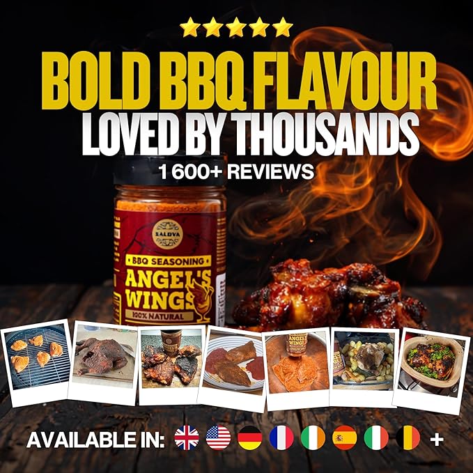 Angel's Wings BBQ Chicken Rub - 100% Natural Aromatic Wings Seasoning - Perfect Blend Of Spices For Amazing Chicken BBQ And Grill Dishes - Large Jar (210g)