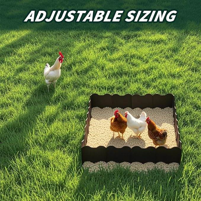 2 Set Large Chicken Dust Bath Tub,36.4'‘ Dia x 5.5’' H Chicken Pool Plastic Adjustable Chicken Coop,Bottomless Chicken Dust Bath Container for Chicken