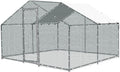 Large Metal Chicken Coop, Outdoor Metal Chicken Run with Waterproof and Anti-Ultraviolet Cover for 10-20 Chickens, Walk-in Poultry Cage for Chicken, Duck, Rabbit, Dog (9.84'×9.84'×6.46')