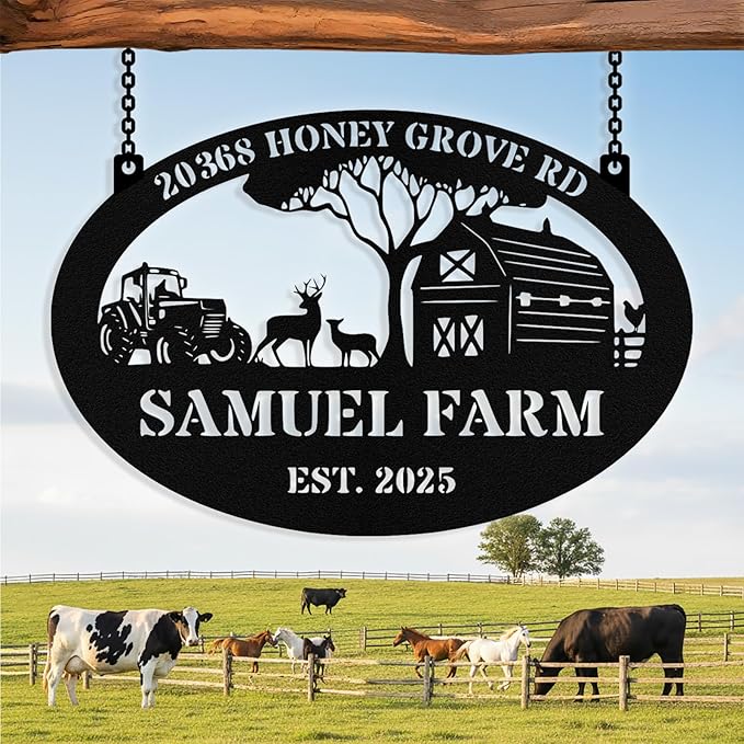 Personalized Metal Farm Signs, Custom Ranch Sign, Customized Farm Metal Signs Outdoor, Custom Large Hanging Family Name Sign for Farms, Ranch, Barn, Farmhouse