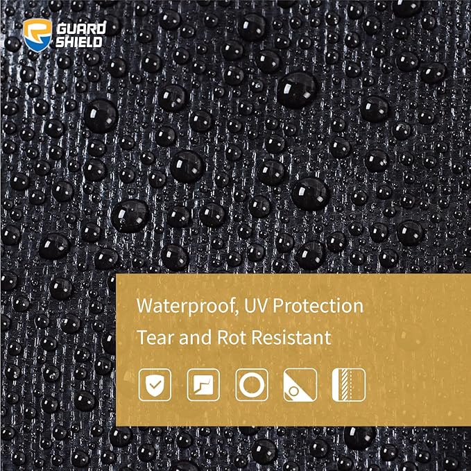 GUARD SHIELD Tarps Heavy Duty Waterproof 30x30 Feet Black Poly Tarp Cover Outdoor Thick UV Resistant Tarpaulin with Grommets 10mil