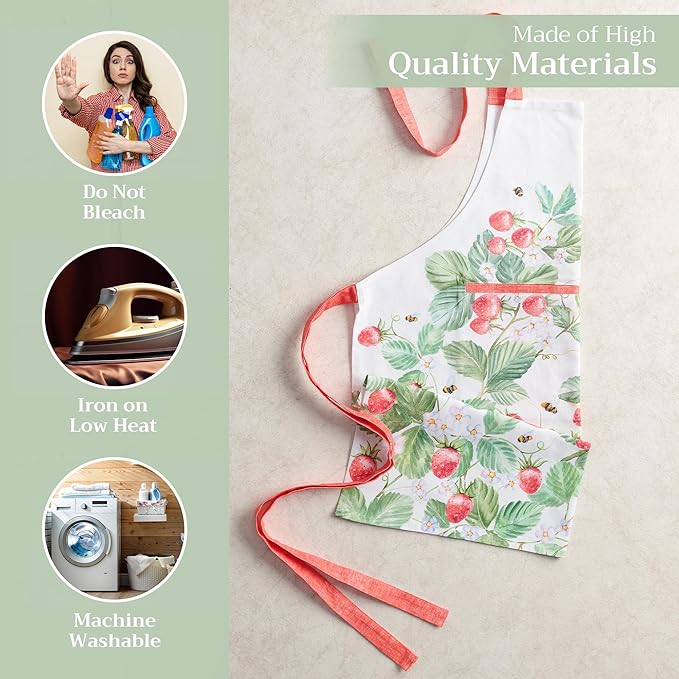 Maison d' Hermine 100% Cotton Apron for women with Pocket Kitchen Chef Apron for Men Cooking Easter Decorations