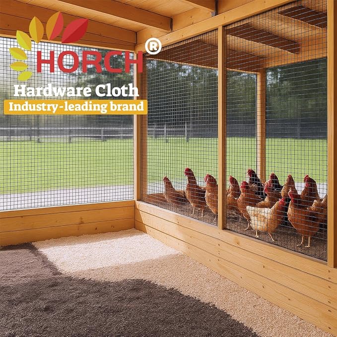 HORCH Hardware Cloth 1/2 inch 60 x 100 ft 19-Gauge, Vinyl Coated Wire Mesh Roll, Chicken Wire Fencing, Chicken Wire Mesh, Welded Wire Fencing, Garden Fence, Tree Guard, Cage Wire, Wire Cloth