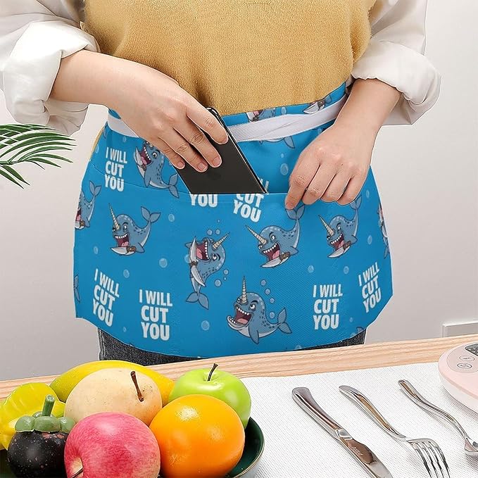 Unisex Half Waiter Waist Short Apron Waterproof Chef Works Waitress Aprons