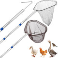 Chicken Catching Net 2 Pcs, Chicken Net for Poultry Supplies, Adjustable from 36.2" to 83.4" Telescopic Pole with Chicken Leg Hook, Fishing Net Suitable for Bird, Butterfly, Duck, Goose