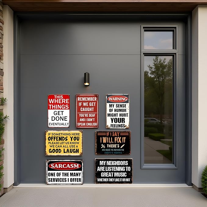 Man Cave Decor Funny Garage Signs For Men Vintage Metal Tin Sign Mancave Accessories Signs For Wall Art Garage Decor For Men Work Shop Accessories Basement Bar Sign For Home Bar 8x12 Inch